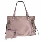 バーバリー BURBERRY ナイロン × レザー トートバッグ ハンドバッグ 裏地総柄 ノバチェック ポーチ付き 紫 パープル系 IBO70