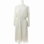ボールジー BALLSEY トゥモローランド 美品 プリーツ シフォン ワンピース ロング 長袖 シアー シフォン 36 生成 アイボリー 0416 IBO70 レ