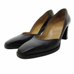 エルメス HERMES カーフレザー パンプス ヒール シューズ 皮革 黒 ブラック 37 約24〜24.5cm STK 0428 ☆AA★ レディース