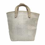 エルメス HERMES チェンナイPM □M刻印 2009年製 トートバッグ ハンドバッグ ポリエステル×レザー シルバー金具 ベージュ レディース