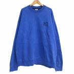ステューシー STUSSY × NIKE ナイキ コラボ 美品 Acid Wash Fleece Crew DR4024-480 ロゴ刺繍 スウェット トレーナー 青 ブルー L