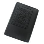 ロエベ LOEWE TRIFOLD WALLET トライフォールドウォレット サテンカーフ C565TR2X01 アナグラム 三つ折り財布 レザー ブラック ☆AA★