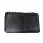 ロエベ LOEWE 24年 コインカードホルダー サテンカーフ C565Z40X03 アナグラム フラグメントホルダー レザー ブラック ☆AA★