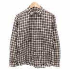 バーバリーブラックレーベル BURBERRY BLACK LABEL チェックシャツ カジュアル ホースロゴ 刺繍 長袖 2 茶 ブラウン /FF IBO78 メンズ