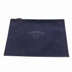 未使用品 エルメス HERMES BAIN ヨッティング GM ポーチ クラッチバッグ キャンバス 紺 ネイビー ☆AA★ レディース