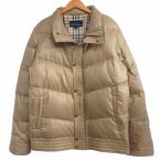 バーバリーブルーレーベル BURBERRY BLUE LABEL ノバチェック ダウンジャケット ロゴ刺繍 ベージュ 国内正規 大きいサイズ LL IBO78