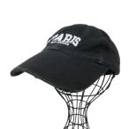 ショッピングバレンシアガ バレンシアガ BALENCIAGA 22SS CITIES PARIS CAP ベースボールキャップ USED加工 680748 410B2 ロゴ 6パネル 黒 ブラック L 59cm IBO82