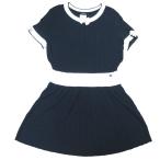 ショッピングシャネル シャネル CHANEL ココマーク プリーツ ニットワンピース P48007K06128 リボン 国内正規 バイカラー 紺 ネイビー 白 ホワイト 44 ■MNK1