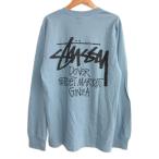 未使用品 ステューシー STUSSY × ドーバー DSM GINZA タグ付 LS TEE WORLD TOUR ワールドツアー Tシャツ ロゴ 長袖 ブルー S