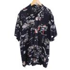 ショッピングクラシック ポータークラシック Porter Classic アロハシャツ 総柄 シネマ柄 ロゴ プリント レーヨン 半袖 M 黒 ブラック 系 1018 メンズ