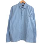 プラダ PRADA 14SS ロゴテープ ドレスシャツ 長袖 国内正規 サックスブルー 40 ■MNK2 メンズ