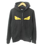 フェンディ FENDI シルヴィア期 17AW バグズアイ モンスター ジップパーカー スウェット 44 黒 ブラック 1104 ■MNK2 メンズ