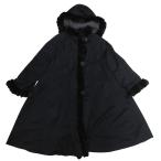 フェンディ FENDI オリラグファーカシミヤシルクダブルフェイスコート リバーシブル ロング丈 ロゴボタン 毛皮 黒 ブラック 42  ■MNK2