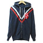 ハイドロゲン HYDROGEN ジップアップ パーカー ジャケット スカル ロゴ刺繍 M 紺 ネイビー 1204 メンズ