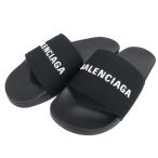 未使用品 バレンシアガ BALENCIAGA POOL SLIDE SANDAL プール スライドサンダル シャワーサンダル ロゴ刺繍 43 黒 ブラック ■MNK3