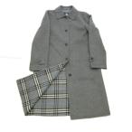 ショッピングBURBERRY バーバリー ロンドン BURBERRY LONDON ノバチェック ウール コート ジャケット カシミヤ混 グレー 9 約S IBO88 レディース