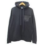 ロエベ LOEWE アナグラム パーカー プルオーバー フーディ レザーロゴパッチ M 紺 ネイビー 1230 ■MNK4 メンズ