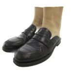 ショッピングロエベ ロエベ LOEWE ソックスローファー ショートブーツ レザー 35 黒 ブラック ベージュ 型押し /FF レディース