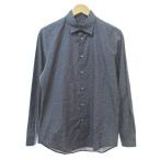 ルイヴィトン LOUIS VUITTON 美品 総柄ジャカード シャツ 長袖 M 紺 ネイビー 0109 ■MNK4 メンズ
