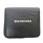 バレンシアガ BALENCIAGA 2つ折り財布 コンパクトウォレット レザー ロゴプリント 594216 ブラック 黒 ☆AA★ 0116 メンズ
