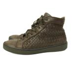ショッピングbottega ボッテガヴェネタ BOTTEGA VENETA イントレチャート ハイカット スニーカー 茶 ブラウン 約27.5cm ■MNK4 メンズ