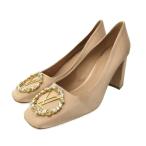 ルイヴィトン LOUIS VUITTON パンプス シューズ ハイヒール LVサークル ロゴ ビジュー サテン 40 26.5cm ピンク 0119 ■MNK4