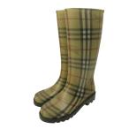 ショッピングバーバリー バーバリー BURBERRY レインブーツ ロング シューズ 長靴 ノバチェック 37 24.0cm ベージュ 0122 ■MNK4 レディース