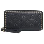 ショッピングVUITTON ルイヴィトン LOUIS VUITTON モノグラム アンプラント ジッピーウォレット M64805 長財布 レザー ステッチ 黒 ブラック