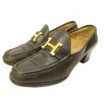 エルメス HERMES コンスタンス ローファー Hロゴ 茶 ブラウン 35.5 約22.5cm ■MNK5 レディース