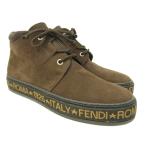 フェンディ FENDI チャッカブーツ ロゴ スエード 茶 ブラウン 約23cm ■MNK5 レディース