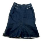 ルイヴィトン LOUIS VUITTON 美品 コットンリネン スカート レース ひざ丈 紺 ネイビー 34 約S ■MNK5 レディース