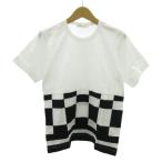 コムデギャルソン COMME des GARCONS 美品 2001年 Tシャツ 切替 チェッカー 半袖 白 黒 ホワイト ブラック 0221 ■IBO90 レディース