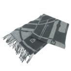 エルメス HERMES 美品 クリック クラック カシミヤ100% マフラー ストール フリンジ 英国製 グレー 0303 レディース