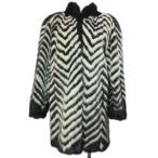 XIXI ミンク 毛皮コート シェブロンデザイン ロング 着丈80cm 11 L相当 ブラウン系 ホワイト ■MNK6 /X レディース