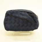 ボッテガヴェネタ BOTTEGA VENETA ミニミニポーチ 総柄 プリント ナイロン スモーキーブルー 青 レディース中古 【ベクトル 古着】