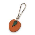 エルメス HERMES バッグチャーム フルーツキーホルダー オレンジ ダークグリーン 小物 レザー オレンジ レディース中古 【ベクトル 古着】