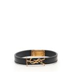 中古 サンローラン パリ SAINT LAURENT PARIS ブレスレット 黒 ゴールド アクセサリー レザー レディース 【ベクトル 古着】