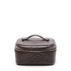  б/у Chanel CHANEL косметичка ручная сумочка здесь Mark темно-коричневый черная икра s gold женский [bektoru б/у одежда ]