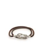 中古 エルメス HERMES 2連ブレスレット チョーカー アタメ シルバー 茶 アクセサリー レザー レディース 【ベクトル 古着】