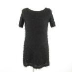 te последний TELAST вязаный свитер туника короткий рукав украшен блестками чёрный 38 *E474 женский 