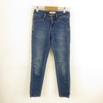  Uniqlo UNIQLO Denim брюки джинсы длинный обтягивающий стрейч синий 22 *T164 женский 