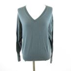 ユニクロ UNIQLO ニット セーター 長袖 Vネック 緑 M *T442 レディース