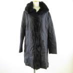 BUG ARRI с хлопком пальто midi длина длинный рукав Rex мех шелк темно-синий *T819 женский 