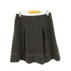 アンテプリマ ANTEPRIMA ひざ丈スカート タック フレア 茶 *A888 レディース