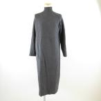 ショッピングzara ザラ ZARA ニットワンピース 長袖 ミモレ丈 ハイネック リブ グレー M *T422 レディース