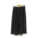 ユニクロ UNIQLO C シフォンプリーツスカート ロング 黒 S *A612 レディース