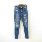アメリカンイーグル AMERICAN EAGLE デニムスキニーパンツ ロング ストレッチ 青 30 *A719 レディース