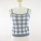 CHIP CLIP вязаный топ бюстье укороченные брюки длина проверка синий потускнение голубой M *T518 женский 