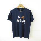 ユニクロ UNIQLO UT カットソー Tシャツ 半袖 BT21 プリント 紺 L *T822 メンズ