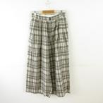 レイビームス Ray Beams RBS ワイドパンツ リネン チェック 茶 カーキ 1 *T851 レディース